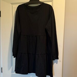 Serra Black Cotton Tiered Dress